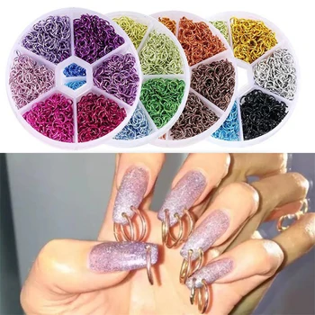 Пиърсинг на ноктите окачване Смесен Цвят на Ноктите Виси Пръстен Метална Сплав Декорации За Нокти, за Блясък на 3D Ноктите Кристали за Декорация За Нокти